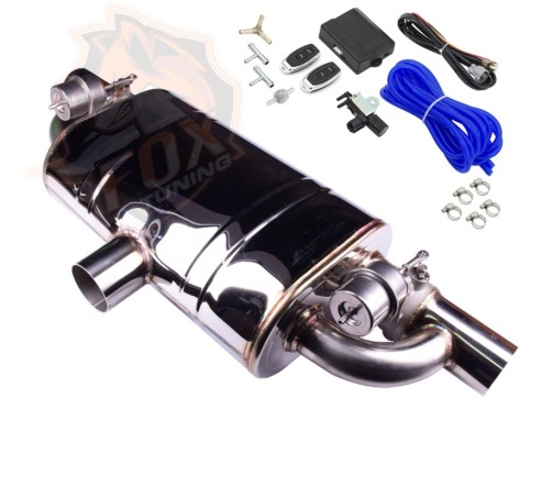 Прямоточний поперчний глушник із вакуумним клапаном 3" (76 mm) з блоком керування