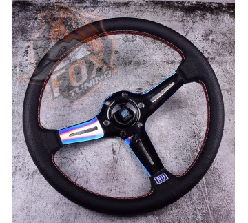 Спортивне кермо Nardi 70mm (перфорована шкіра) silver/neochrom