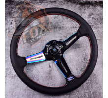 Спортивный руль из перфорированной кожи Nardi  silver/neochrom