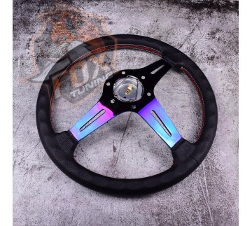 Спортивный руль из перфорированной кожи Nardi  silver/neochrom