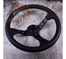 Спортивный руль Momo Black с вылетом 90mm (кожаный заменитель)