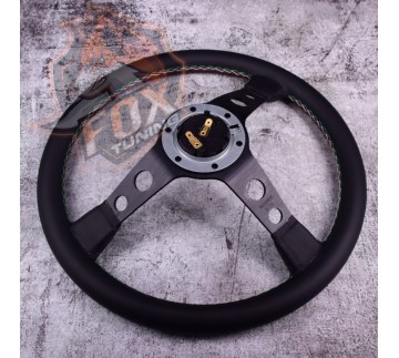 Спортивне кермо Momo 60 Years з вильотом 75 mm (шкіряний замінник)