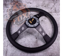 Спортивне кермо Momo 60 Years з вильотом 75 mm (шкіряний замінник)