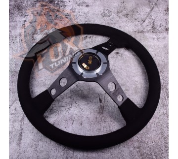 Спортивне кермо Momo Black з вильотом 75 mm (замша)