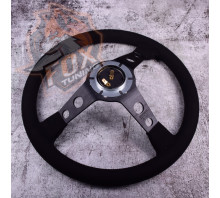 Спортивне кермо Momo Black з вильотом 75 mm (замша)