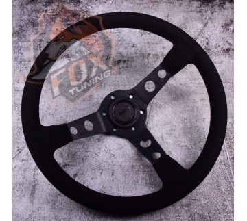 Спортивный руль Momo Black с вылетом 75 mm (замш)