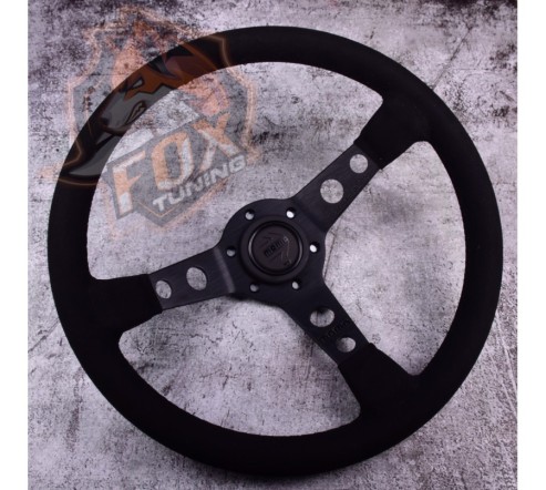 Спортивне кермо Momo Black з вильотом 75 mm (замша)