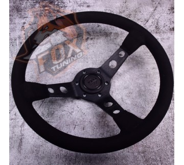 Спортивный руль Momo Black с вылетом 75 mm (замш)