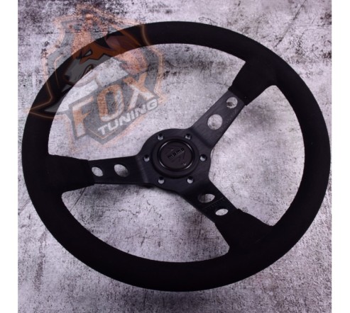 Спортивне кермо Momo Black з вильотом 75 mm (замша)