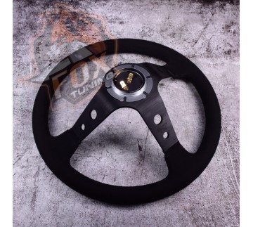 Спортивный руль Momo Black с вылетом 100 mm (замш)