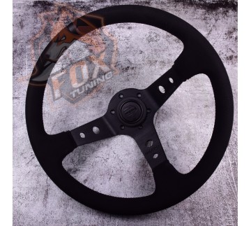 Спортивный руль Momo Black с вылетом 100 mm (замш)
