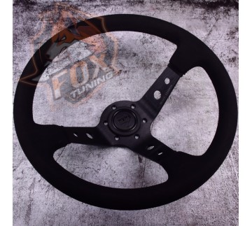 Спортивный руль Momo Black с вылетом 100 mm (замш)