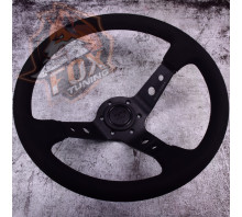 Спортивный руль Momo Black с вылетом 100 mm (замш)