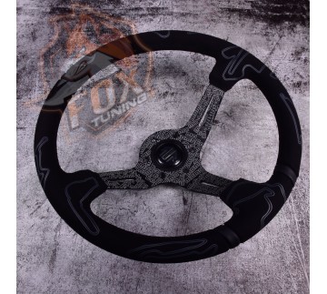 Спортивный руль Momo Ultra2 Black с вылетом (замша)