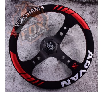 Спортивне кермо Advan Yokohama з вильотом (замша)