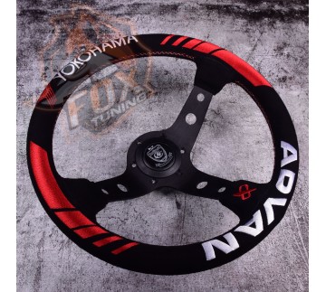 Спортивный руль Advan Yokohama с вылетом (замша)