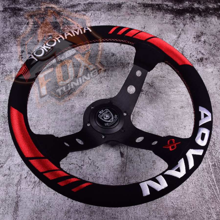 Спортивный руль Advan Yokohama с вылетом (замша)