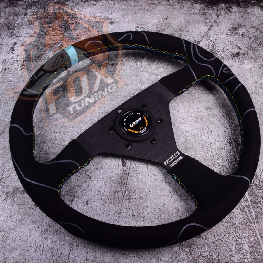 Спортивне кермо Momo Greddy без вильоту (замша)