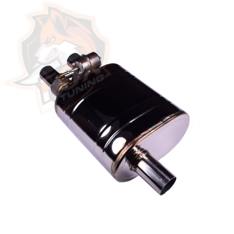 Прямоточный глушитель с вакуумным клапаном с двойным выходом (1 in 2)