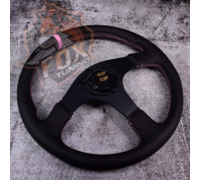 Спортивне кермо OMP Pink без вильоту  (шкіра)