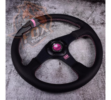 Спортивне кермо OMP Pink без вильоту  (шкіра)