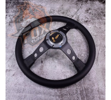 Спортивне кермо Momo Black з вильотом 70 mm (шікрінний замінник) Спортивне кермо Momo Black з вильотом 70 mm (шікрінний замінник)