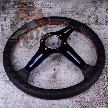 Спортивный руль Nardi с вылетом 70 mm (перфорированная кожа) gold/neochrom