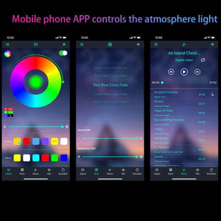 Светодиодная RGB подсветка днища автомобиля на приложении APP