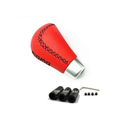 Универсальная ручка кпп момо кожа (красная)