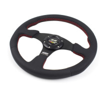 Спортивне кермо Mugen без виносу (шкіряний замінник/перфорація)