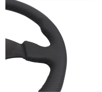 Спортивне кермо Mugen без виносу (шкіряний замінник/перфорація)