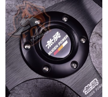 Спортивне кермо Mugen без виносу (шкіряний замінник/перфорація)