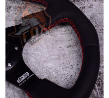 Спортивне кермо Mugen без виносу (шкіряний замінник/перфорація)