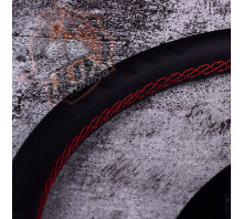 Спортивне кермо Mugen без виносу (шкіряний замінник/перфорація)