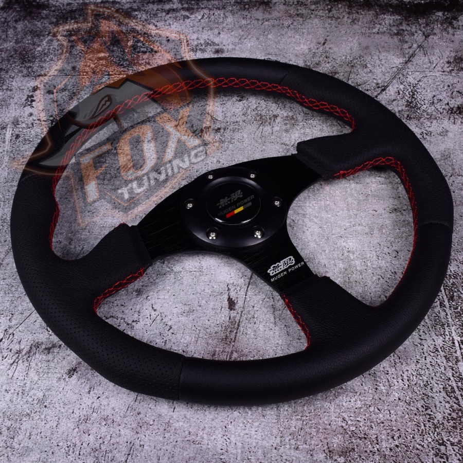 Спортивный руль из перфорированной/кожи Mugen без вылета