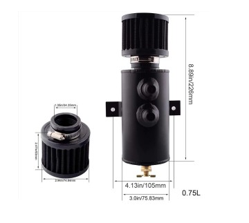 Алюмінієвий маслоуловлювач картерних газів з фільтром та фітингами AN10 FT