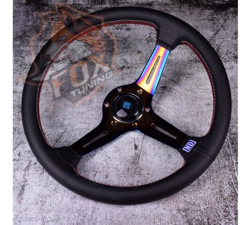 Спортивный руль Nardi с вылетом 70 mm (перфорированная кожа) gold/neochrom