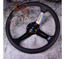 Спортивный руль Nardi с вылетом 70 mm (перфорированная кожа) gold/neochrom Спортивный руль Nardi с вылетом 70 mm (перфорированная кожа) gold/neochrom