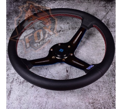 Спортивне кермо Nardi з вильотом 70 mm (перфорована шкіра) gold/neochrom