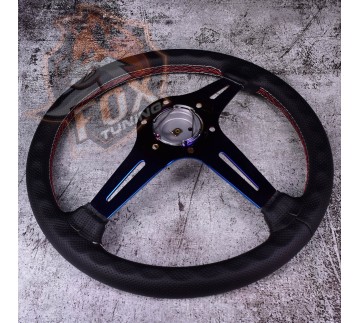 Спортивне кермо Nardi з вильотом 70 mm (перфорована шкіра) gold/neochrom